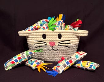 Catnip TEENIE KICKERS , Colorful Cat Print Fabric, Ribbon , Handmade