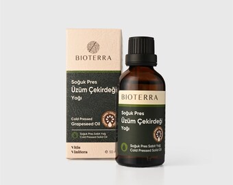 Bioterra Grape Seed Oil 50 ml - Hair Beauty Serum - Vegetable oil - Natural Hair Oil - Skin Care Oil - Organic Skin Care