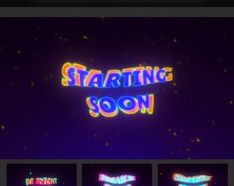 Colorful Animated Streaming Screens for Twitch Stream Starting Soon, Retro CRT Vibe Stream Overlay, Animated Backgrounds for Streamers