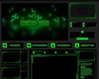 Animated Twitch Overlay Green Package Minimalist Dark Stream Overlay Animated Alerts Twitch Webcam Overlay Animated Screens Twitch Stinger