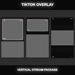 TikTok Live Overlay Pack, Vertical Pixelated Retro TV VHS Style with Glitch Text Screens, Animated Stream Layout for Mobile Streaming