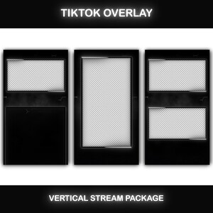 TikTok Overlay Animated Black & White Package, Vertical Streaming Overlay Pack, Stream Layout, Dark Overlay for TikTok Live