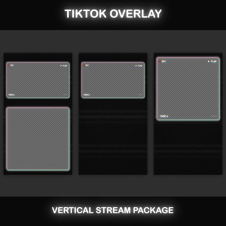 TikTok Live Overlay Pack, Vertical Pixelated Retro TV VHS Style with Glitch Text Screens, Animated Stream Layout for Mobile Streaming
