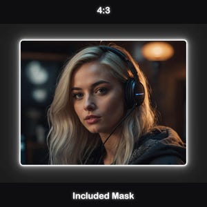 Traditional 4:3 aspect ratio webcam overlay, encased in a flickering white neon border, perfect for streamers who favor a classic layout with contemporary flair.