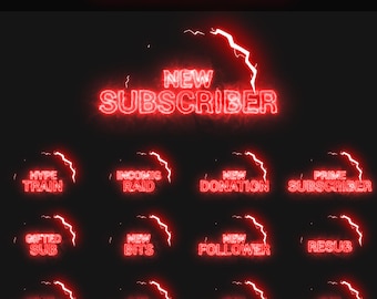 Red Electric Animated Stream Alerts Pack for Twitch | 13x Lightning Animated Twitch Alert | Twitch OBS Overlay | Stream Overlay