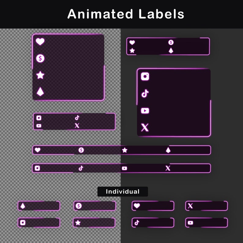 Animated Twitch Overlay Package, Minimalist Pink Stream OBS Overlay ...
