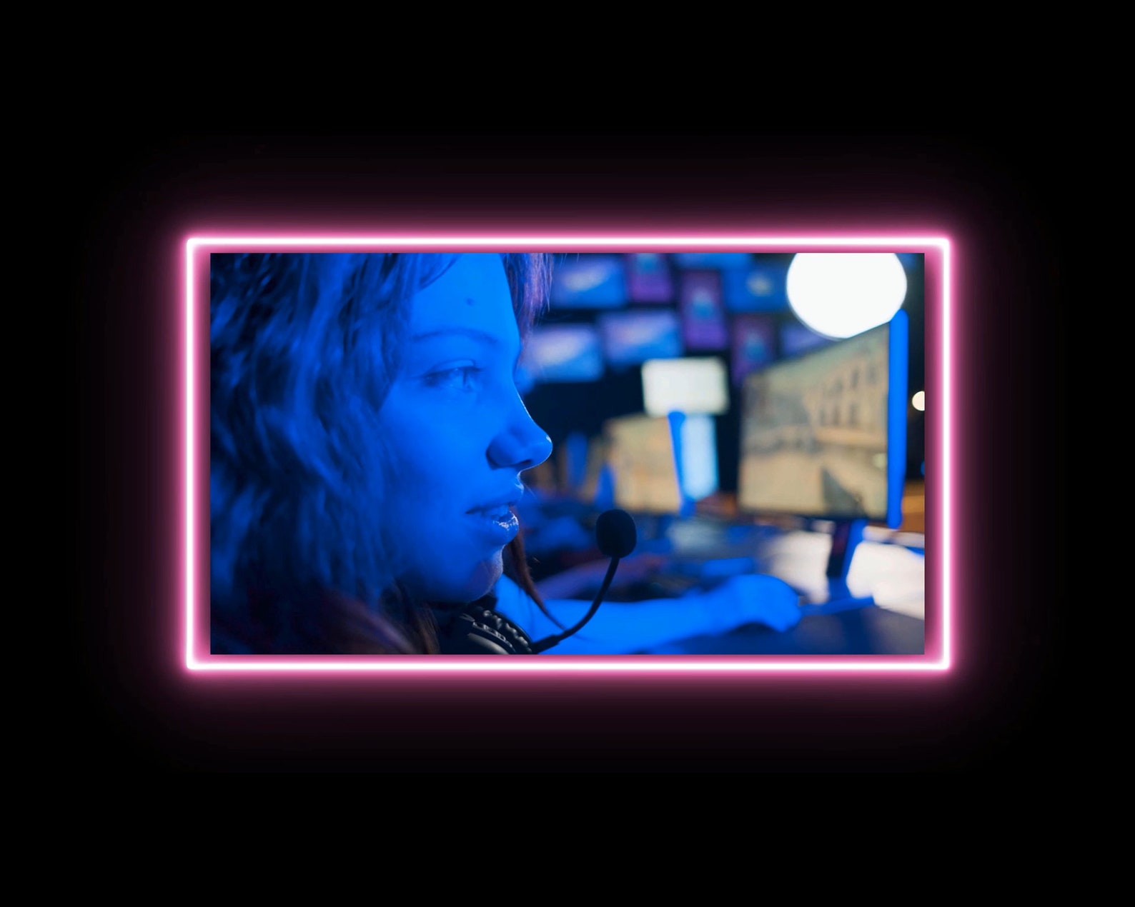 Twitch Animated Camera Overlay Pink Neon cam Border With Flickering Effect Pink Neon cam