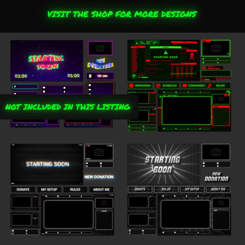 Animated  retro twitch overlay package