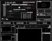 Animated Twitch Overlays Package Dark Retro 80's Design, Vintage Black & White Stream OBS Overlay Pack, Clean Minimalist CRT Stream Layout