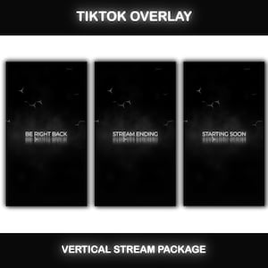 TikTok Overlay Animated Black & White Package, Vertical Streaming Overlay Pack, Stream Layout, Dark Overlay for TikTok Live