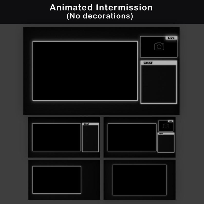 Simplified animated intermission screen with no additional decorations, designed for a minimalist streaming setup.