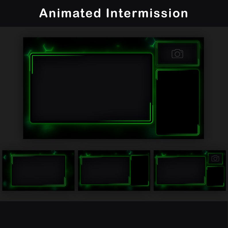 Animated Twitch Overlay Green Package Minimal Dark Stream Overlay ...