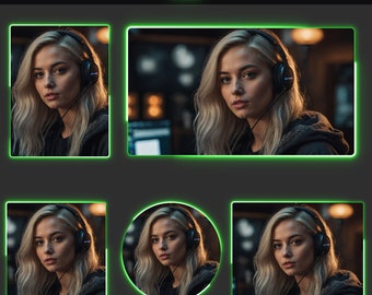 Animated Neon Green Webcam Overlays | Twitch Webcam Borders, Webcam Frames, Rounded Corners, YouTube, Kick, Facebook, For OBS and Streamlabs