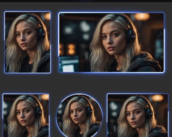 Sovrapposizioni webcam blu neon animate | Bordi webcam Twitch | Cornici webcam, angoli arrotondati, YouTube, Kick, Facebook, per OBS e Streamlabs