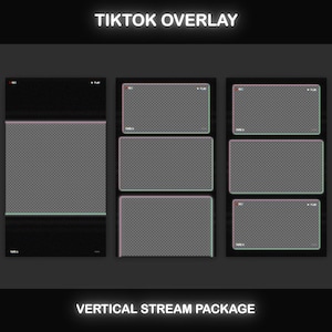 TikTok Live Overlay Pack, Vertical Pixelated Retro TV VHS Style with Glitch Text Screens, Animated Stream Layout for Mobile Streaming