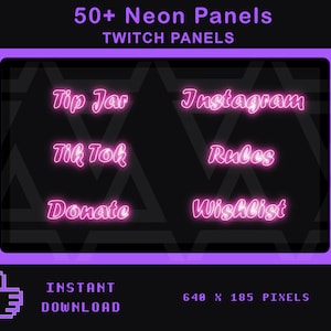 50+ Pink Neon Twitch Panels | Neon Panels for Twitch | Twitch Profile Panel | Neon | Glow | Simplistic | Streaming Panels
