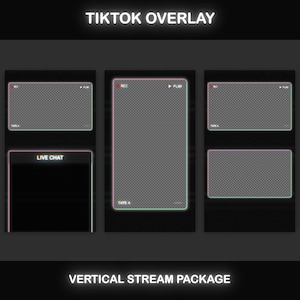 TikTok Live Overlay Pack, Vertical Pixelated Retro TV VHS Style with Glitch Text Screens, Animated Stream Layout for Mobile Streaming