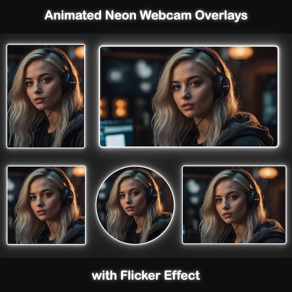 Animated Webcam Overlays White Neon, Twitch Webcam Border, Stream Camera Frame, YouTube, Kick, For OBS and Streamlabs, Twitch Stream Overlay