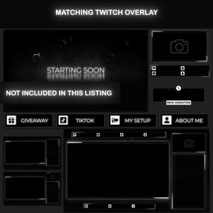 TikTok Overlay Animated Black & White Package, Vertical Streaming Overlay Pack, Stream Layout, Dark Overlay for TikTok Live