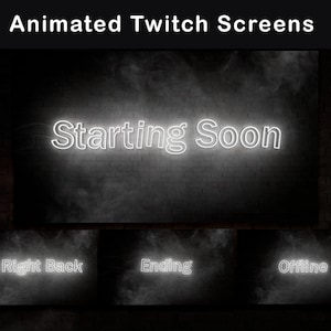 Animated Neon Twitch Screens | Stream Screens | Starting Soon, BRB, Ending, Offline | Twitch Overlay | Stream Overlay | Animated Background