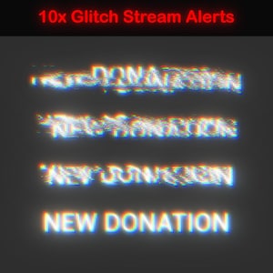 Animiertes Glitch-Stream-Alert-Paket für Twitch | 10 einzigartige animierte Alerts für Twitch-Streamer | Stream-Overlays mit Glitch-Effekt