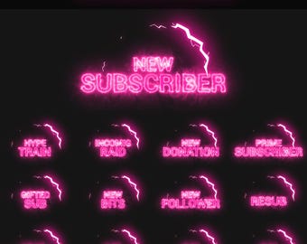 Pink Electric Animated Stream Alerts Pack for Twitch | 13x Lightning Animated Twitch Alert | Twitch OBS Overlay | Stream Overlay