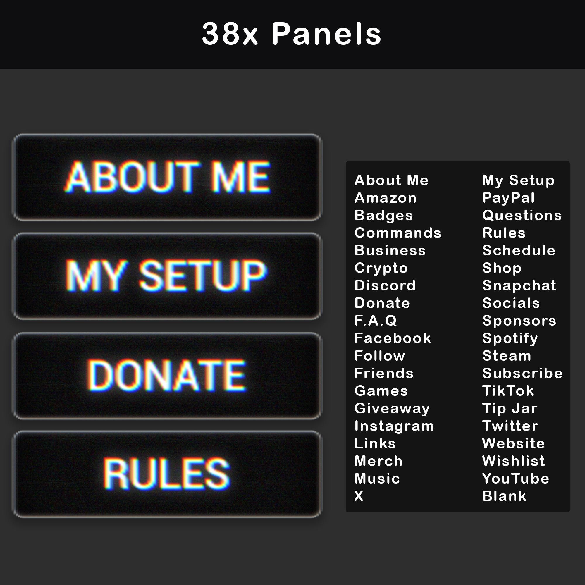 Animated Twitch Overlay Package Retro TV VHS, Dark Stream Glitch OBS  Overlay Pack, Screens, Alerts, Webcam, Stinger Transition, Panels, Chat -  Etsy