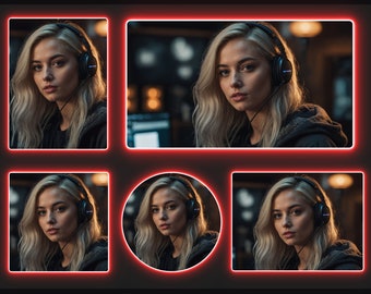 Sovrapposizioni webcam animate rosso neon | Bordo webcam Twitch | Cornice webcam, angoli arrotondati, YouTube, Kick, Facebook, per OBS, Streamlabs