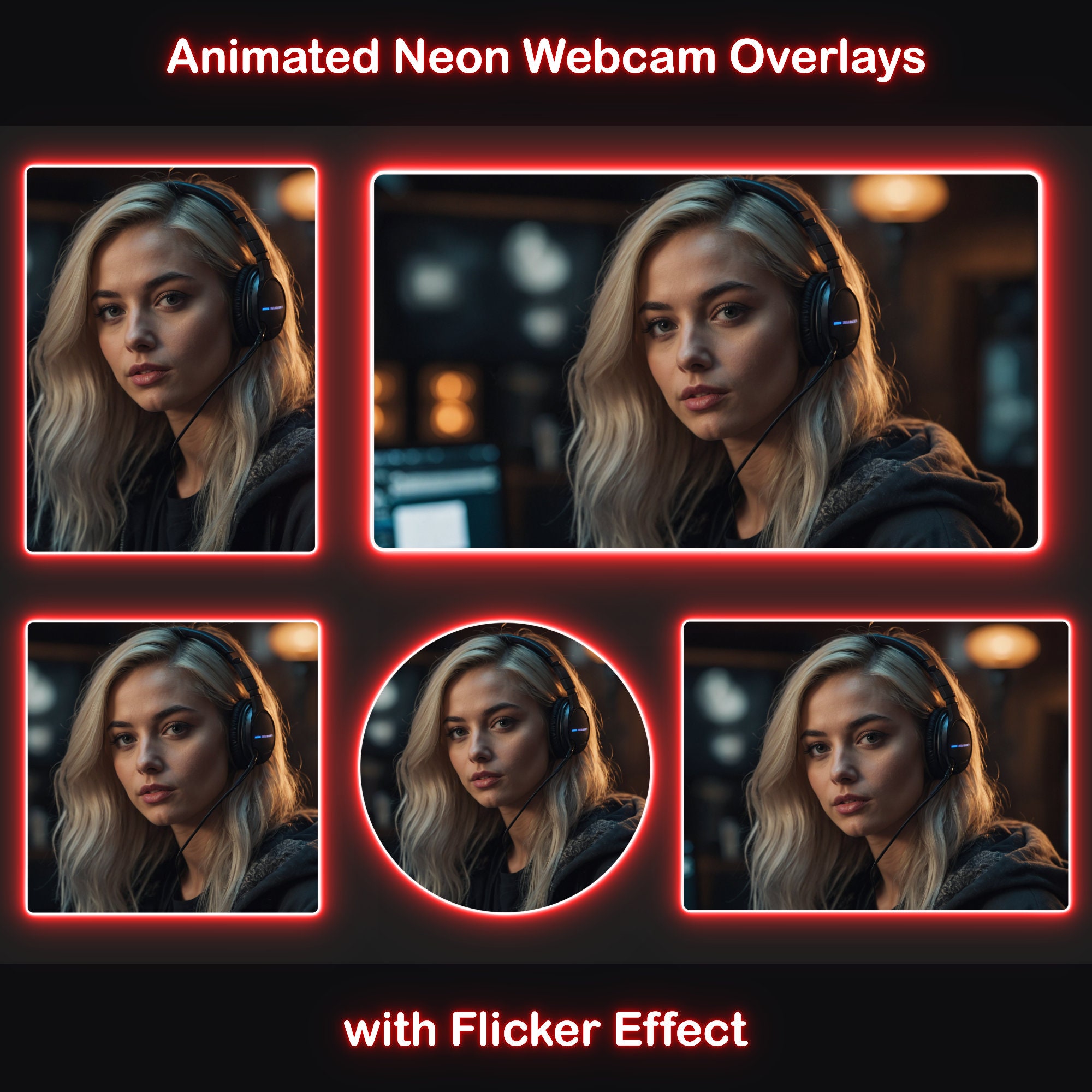 Animated Neon Red Webcam Overlays | Twitch Webcam Border | Webcam Frame ...