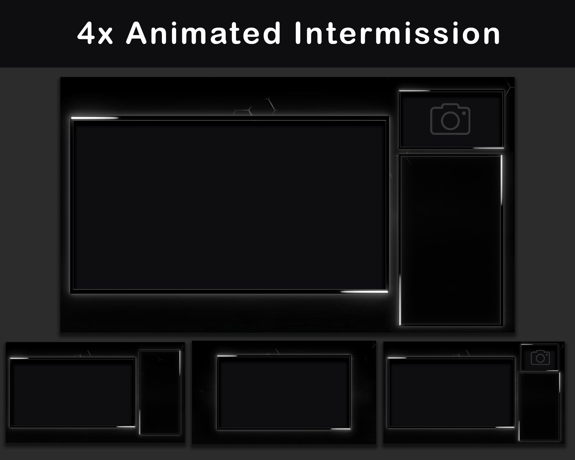 Black & White Twitch Overlay Package | Minimal Animated Stream Package ...