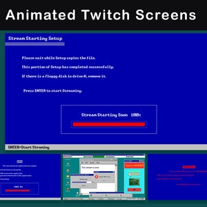 Animated Retro Twitch Screens | Stream Screens | Starting Soon, BRB, Ending, Offline | Twitch Overlay | Stream Overlay | Animated Background