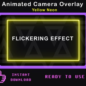 Twitch Animated Webcam Overlay | Yellow Neon cam with flickering effect | Yellow LED frame | Facecam overlay for Streaming