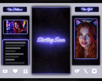 Pakiet nakładki TikTok w kolorze neonowo-niebieskim, pakiet nakładek do strumieniowania pionowego, układ transmisji, nakładka w kolorze neonowo-niebieskim do transmisji na żywo na TikToku