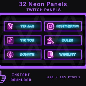 32 Neon Twitch Panels Neon Panels for Twitch Twitch - Etsy