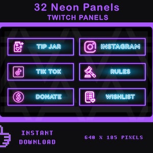 32 Neon Twitch Panels Neon Panels for Twitch Twitch - Etsy