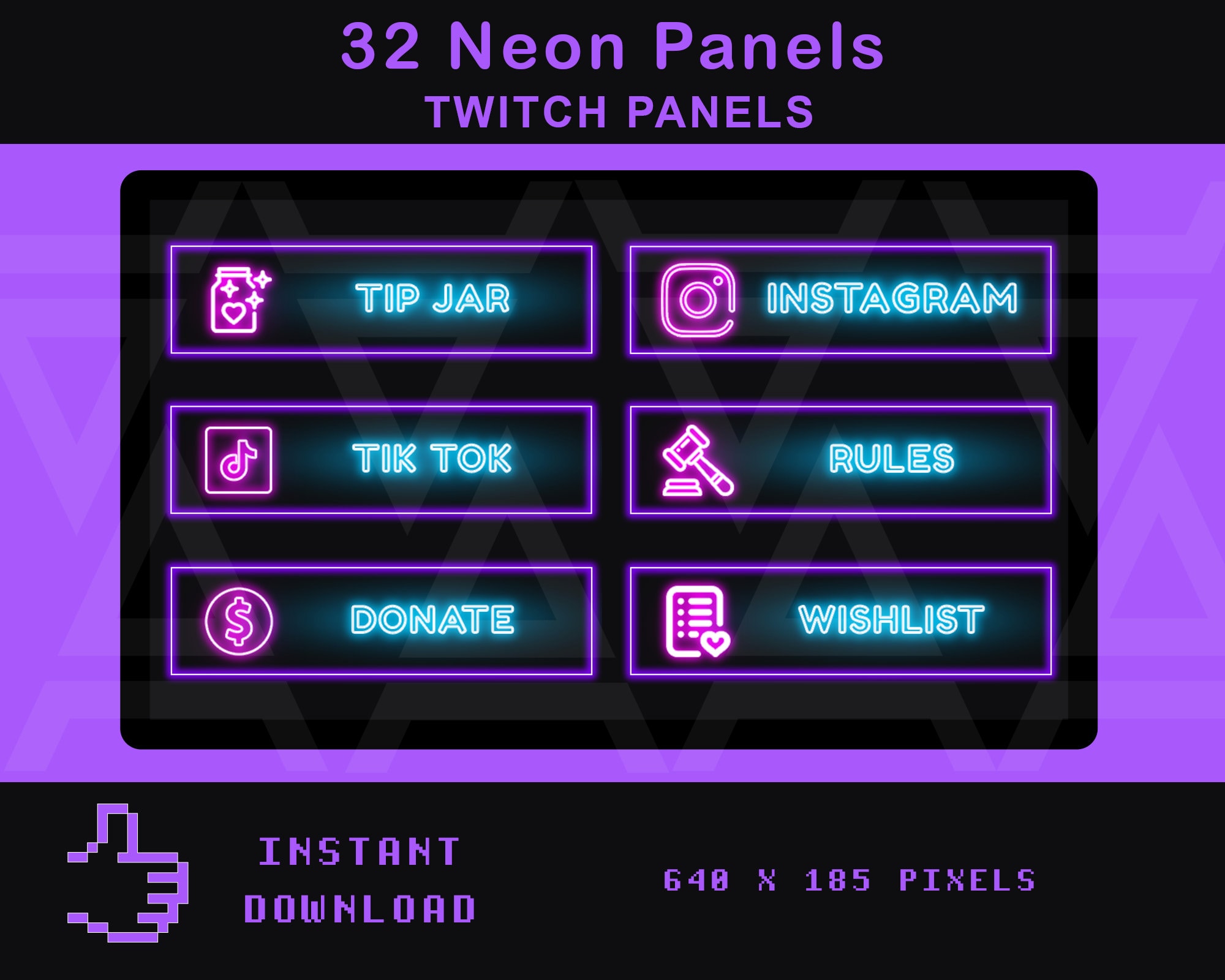 32 paneles de contracción de neón Paneles de neón para Twitch Panel de ...