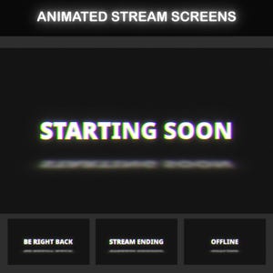 Animated Dark Twitch Screens | Live Screens | Starting Soon, BRB, Ending, Offline | Twitch Overlay | Stream Overlay | Animated Background