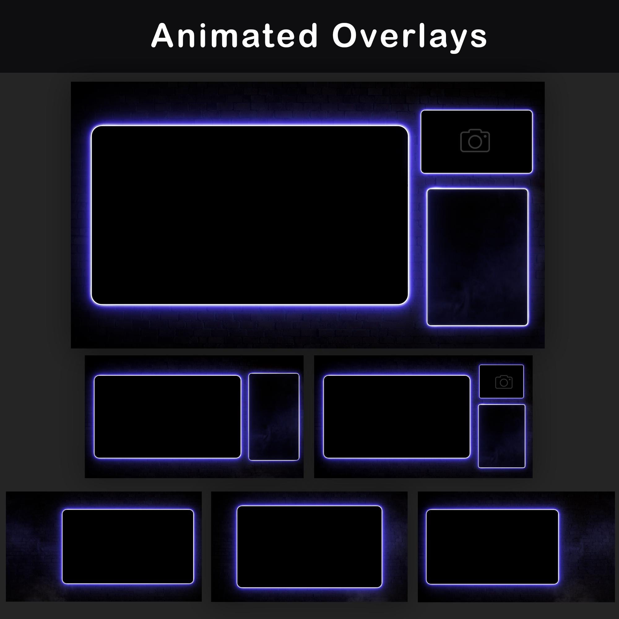 Animated Neon Twitch Overlay Pack, Blue Stream Layout for OBS ...