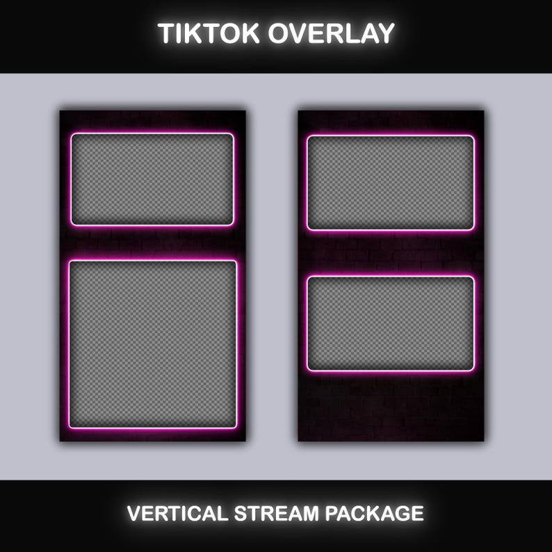 Pink Ranter Layout Tiktok Overlay Animated Neon Pink Package, Vertical Streaming Overlay ...