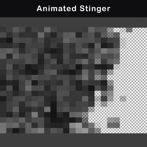 Animated stinger transition with glitch style effects, perfect for seamless scene changes during a live stream.