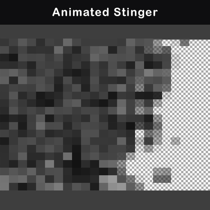 Animated stinger transition with glitch style effects, perfect for seamless scene changes during a live stream.