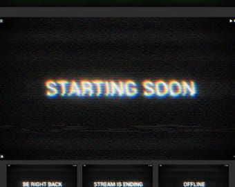 Animated Background Stream Starting Soon, Retro VHS Screen, Dark Minimalist Twitch Overlay, Glitch OBS Overlay, Black & White Twitch Scenes