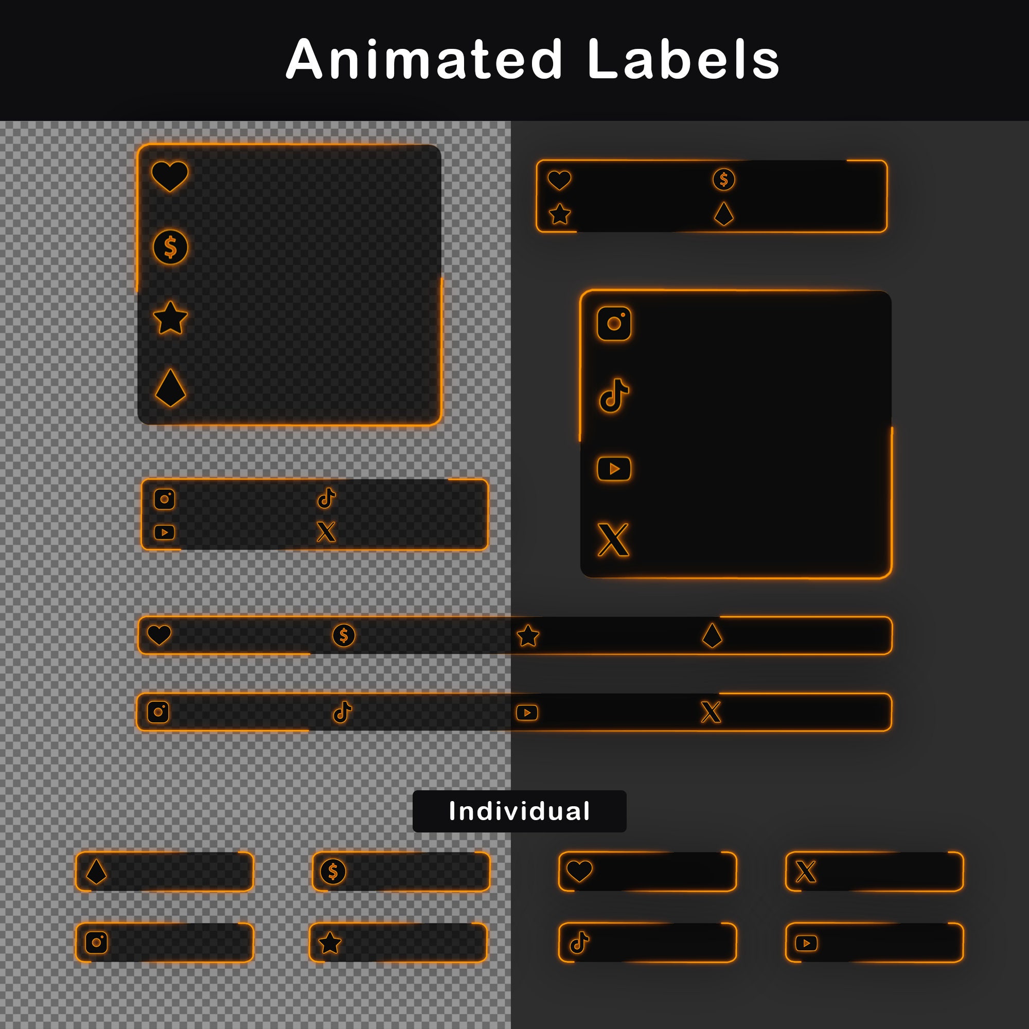 Animated Twitch Overlay Package, Minimalist Stream OBS Overlay for ...