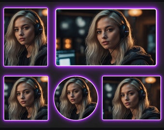 Sovrapposizioni webcam animate viola neon | Bordo webcam Twitch | Cornice webcam, angoli arrotondati, YouTube, Kick, Facebook, per OBS e Streamlabs