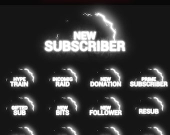 White Electric Animated Stream Alerts Pack for Twitch | 13x Lightning Animated Twitch Alert | Twitch OBS Overlay | Stream Overlay