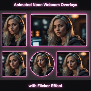 Animierte neonpinke Webcam-Overlays | Twitch-Webcam-Rahmen | Webcam-Rahmen mit abgerundeten Ecken, für YouTube, Kick, Facebook, OBS und Streamlabs