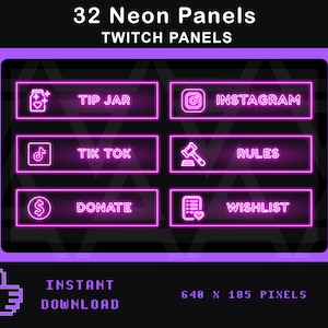 Twitch Panels Pink | Neon Panels for Twitch | Twitch Profile Panel | Neon | Glow | Simplistic | Streaming Panels | Pink
