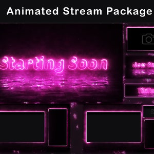 Twitch Overlay Animated Package Pink Neon | Stream Overlay | Animated Twitch Alerts | Webcam Overlay | Twitch Panels | Stinger | Chat Box