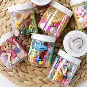Playdough kit, Playdough jars, Playdough to go sensory jars, playdoh party favors, kids party favors, scented play doh jars, sensory kits