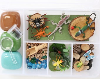 Reptiles and bugs playdough kit, bugs sensory box, kids busy box, reptiles and bugs birthday gifts, child christmas present, bugs dough kit